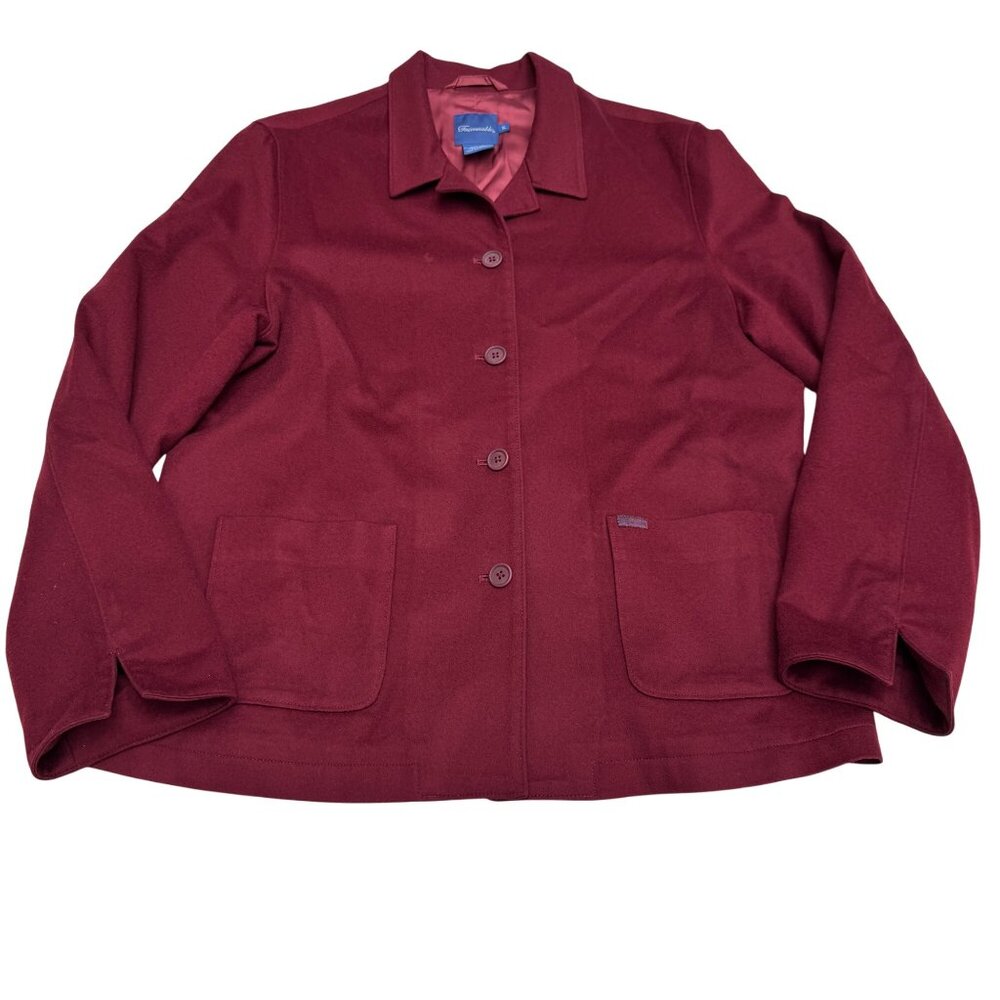Faconnable Women's 100% Wool Burgundy Jacket Button Pocket, Size XL